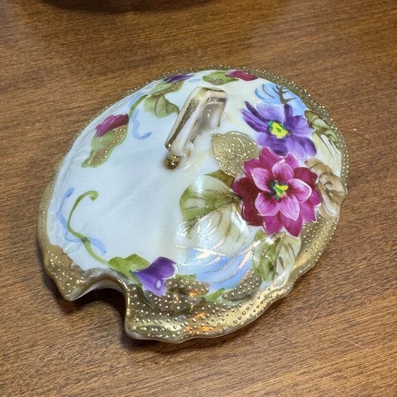 Antique Mikado Japan Condiment Server Vintage Hand Painted with Lid Floral Gold - Picture 5 of 12